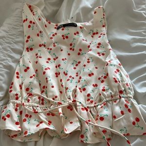 Zara cherry tie front top